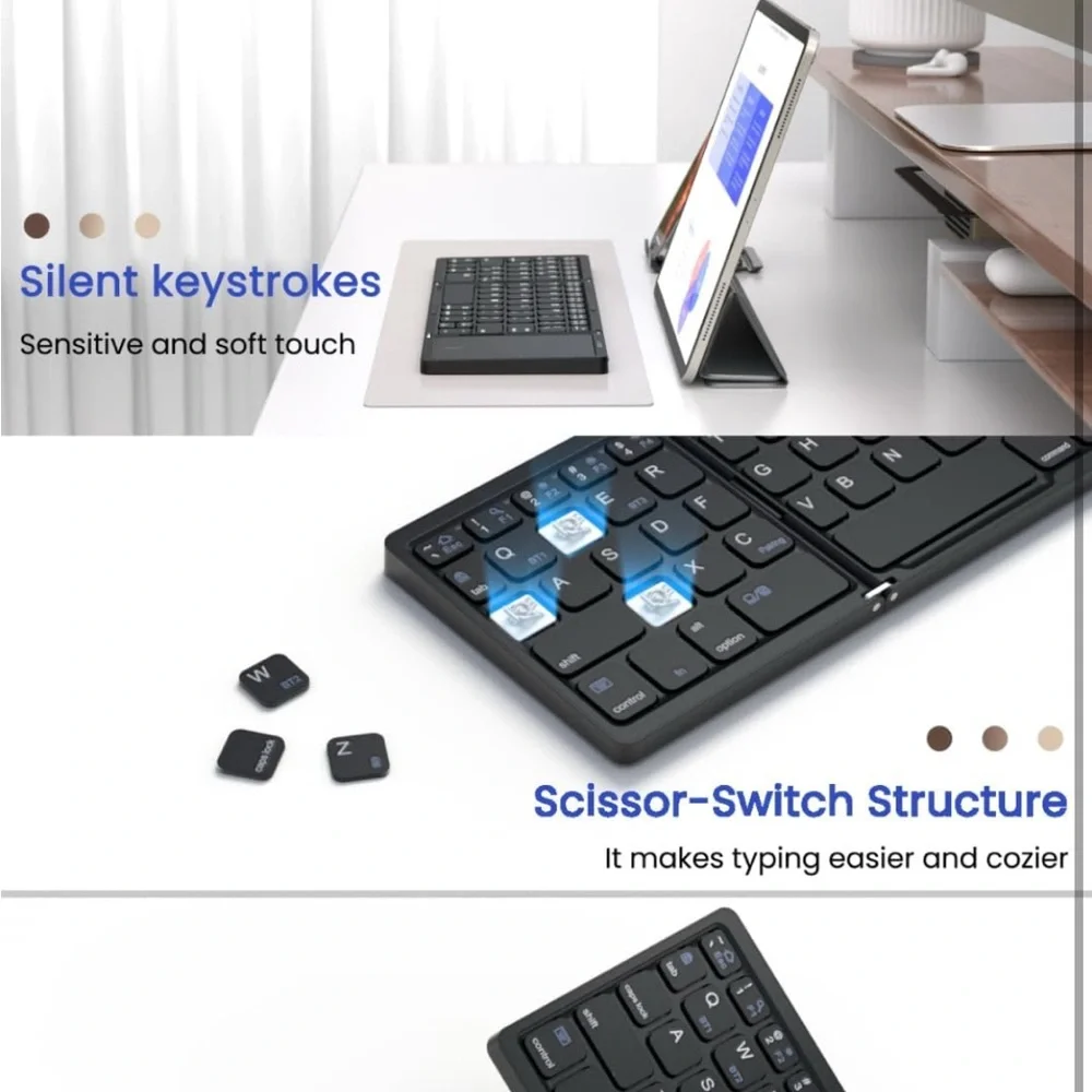 Foldable Bluetooth Keyboard, Folding Portable Wireless Keyboard w/touchpad